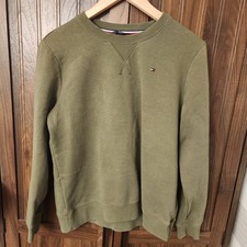 Tommy Hilfiger Kids Unisex L Classic Brushed Fleece Crew Battle Green Sweatshirt