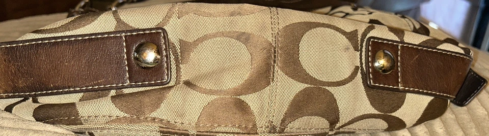 COACH SIGNATURE ZOE HOBO BROWN LARGE LEATHER CANVAS SIGNATURE SHOULDER BAG PURSE - Image 3 of 4