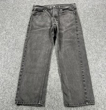 Levis 505 Jeans Men 36x30 Black Faded Regular Fit Straight Leg