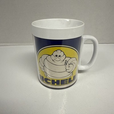MICHELIN MAN Insulated Thermo-Serv Plastic Coffee Mug 10oz Tire Promo Vintage
