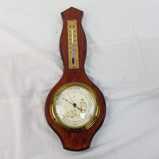 Vintage Wooden Banjo Style Weather Station - Barometer CF Made in England