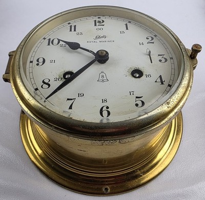船舶時計ドイツ製ヴィンテージのシャッツロイヤルマリナーと船の鐘 Vintage Schatz Royal Mariner 8 Day Ship's Bells Clock West Germany