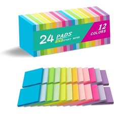 24 Pads Sticky Notes 3x3 Inches,Bright Colors Self-Stick Pads, Easy to Post