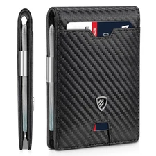 Mens Slim Wallet with Money Clip RFID Blocking Bifold Credit Card Holder for ...