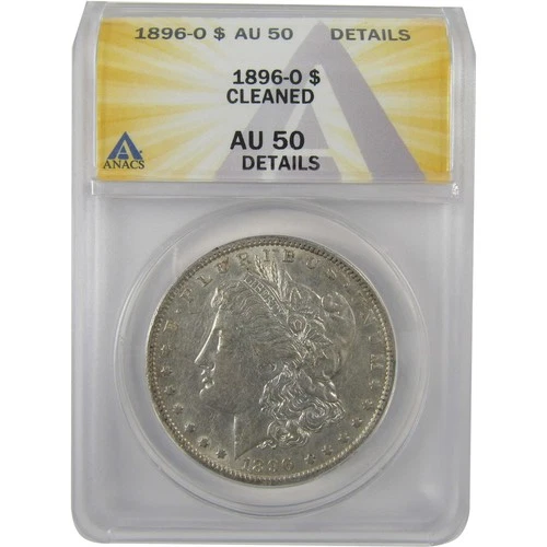 1896 O Morgan Dollar AU 50 Details ANACS Silver $1 Coin SKU:I19009