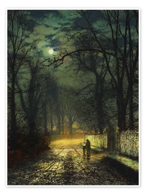 Poster Eine mondbeschienene Weg - John Atkinson Grimshaw