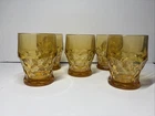 Vintage Anchor Hocking Georgian Honeycomb Amber Tumblers Set Of 5 12oz. Glasses
