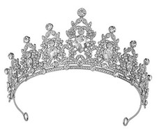Crystal Queen Crowns Rhinestone Princess Tiaras for 1 Count Pack of 1 Silver