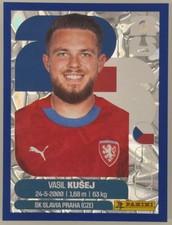 Vasil Kusej Panini FIFA World Cup 2026 Blue Crumple Parallels Sticker