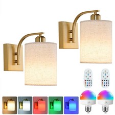 Rechargeable Battery Operated Wall Sconces Set of 2 with Remote Control, Gold