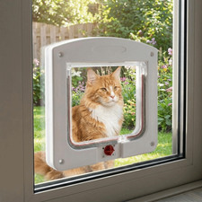 Turn Knob Dog Flap Door 4 Way Locking Pet Safety Door Indoor Outdoor Use