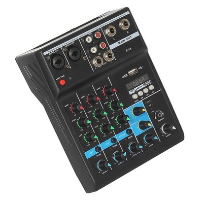 Professional 4-Channel Mixing Console Mini USB Mixer With Sound Card HUJC