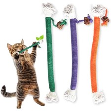 Cat Chew Toys 3PCS Sisal Rope Teeth Cleaning Interactive Catnip Kicker Toys for