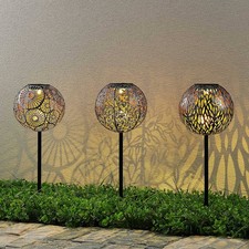 Lindby 3er Set LED Solarleuchte 'Vilani' (spritzwassergeschützt in Alu aus Metal