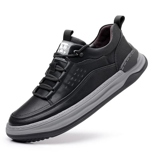 Genuine Leather Men's Casual Shoes Lace Up Breathable Outdoor Sneakers - Picture 3 of 23