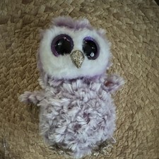 Ty MOONLIGHT the Purple Owl Purple White Glitter Eyes Beanbag Plush