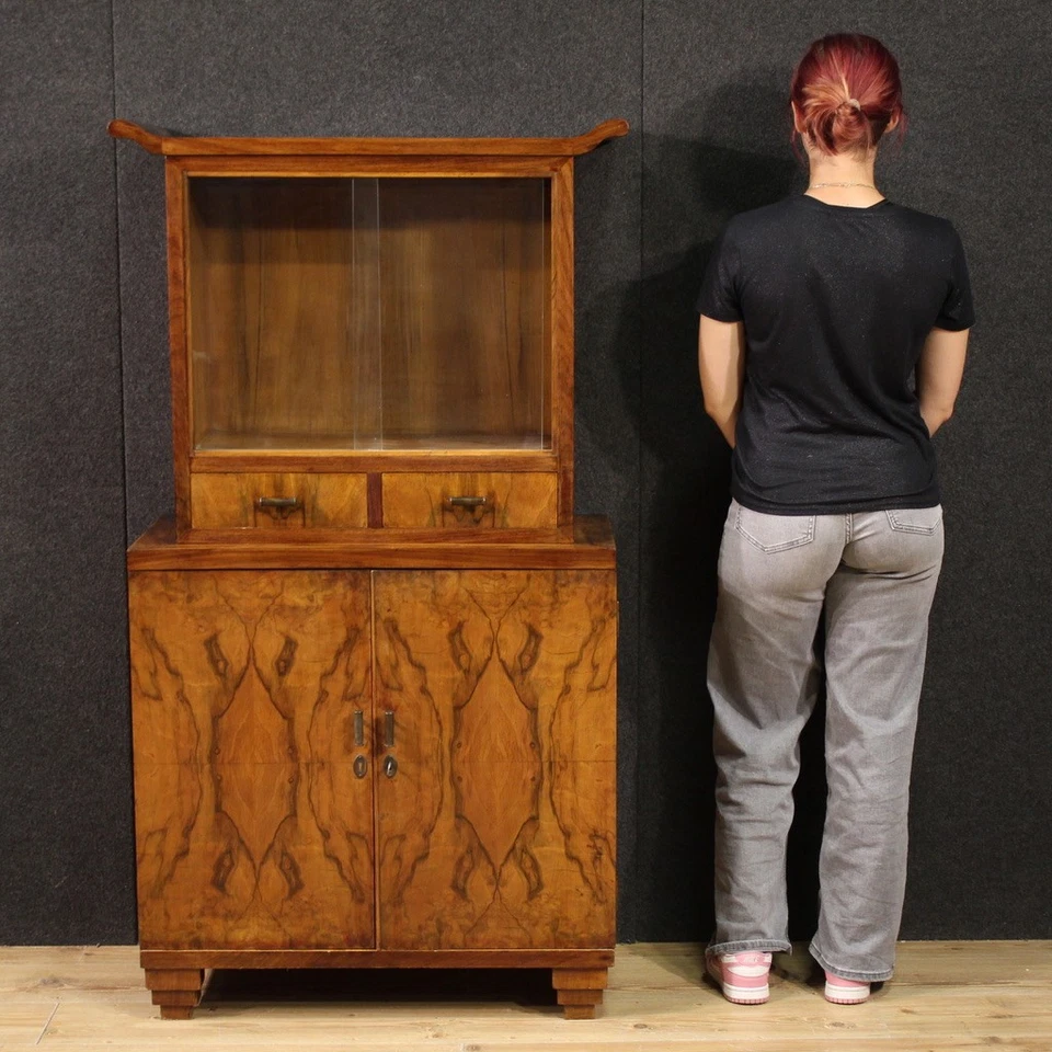 Vitrina italiana estilo art deco vitrina estantería en madera siglo XX Foto 2 de 4