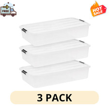 3 Pack IRIS 50Qt Storage Bins Plastic Stackable Containers with Lids Organizer