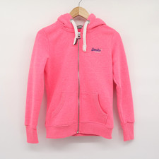 Superdry Women's Orange Label Zip Hoodie Faded Neon Pink Sz S