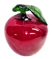 Murano Style Vintage Blown Glass Red Apple 4"