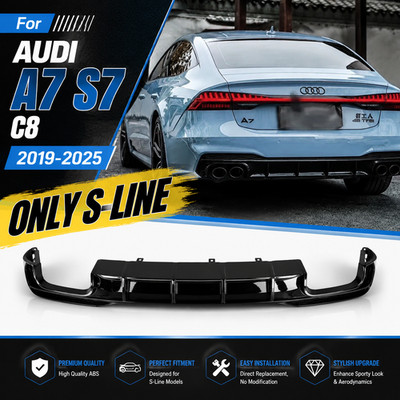 Sport Rear Diffuser Lip For Audi A7 S7 C8 2019-2025 S-Line Bumper Upgrade