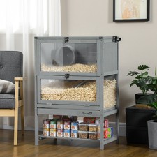Wooden Hamster Cage w/ Storage Shelf, Tray, Seesaw, Running Wheel