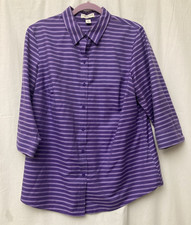Coldwater Creek Womens Purple Striped Long Sl...