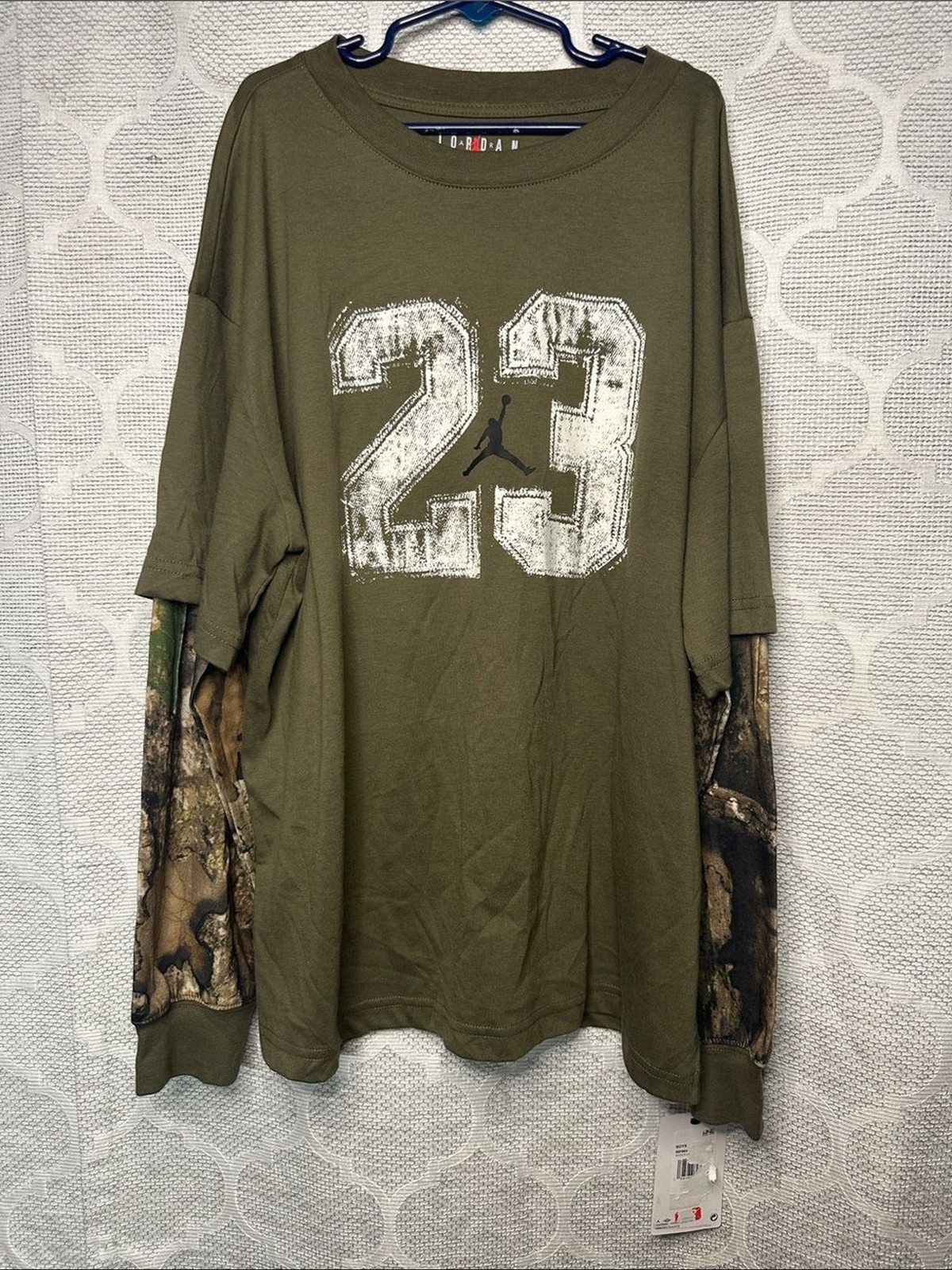 Jordan Boys L MVP Realtree Camo Twofer Layered Crewneck Long Sleeve T-Shirt