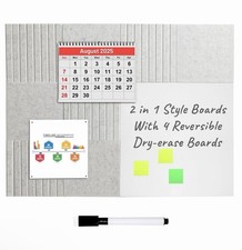 2-in-1 Style Felt Cork Board Tiles with Reversible Dry Erase Boards - Bulleti...