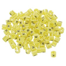 100 Pack Clothes Hanger Marker Number 34 Size Tag Fit 3.5mm Rod Yellow