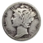 1938-S Mercury Dime G Good 90% Silver