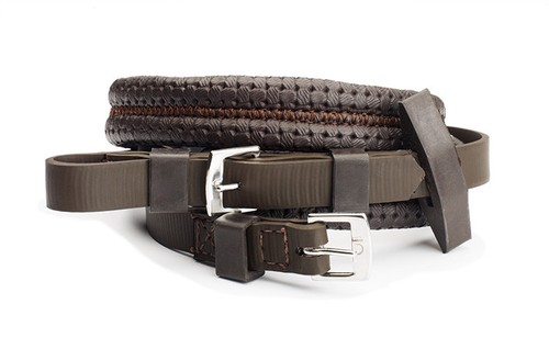 Wintec Synthetic Equi-Leather Grip NonSlip Durable Lightweight Reins Black/Brown - Picture 3 of 3