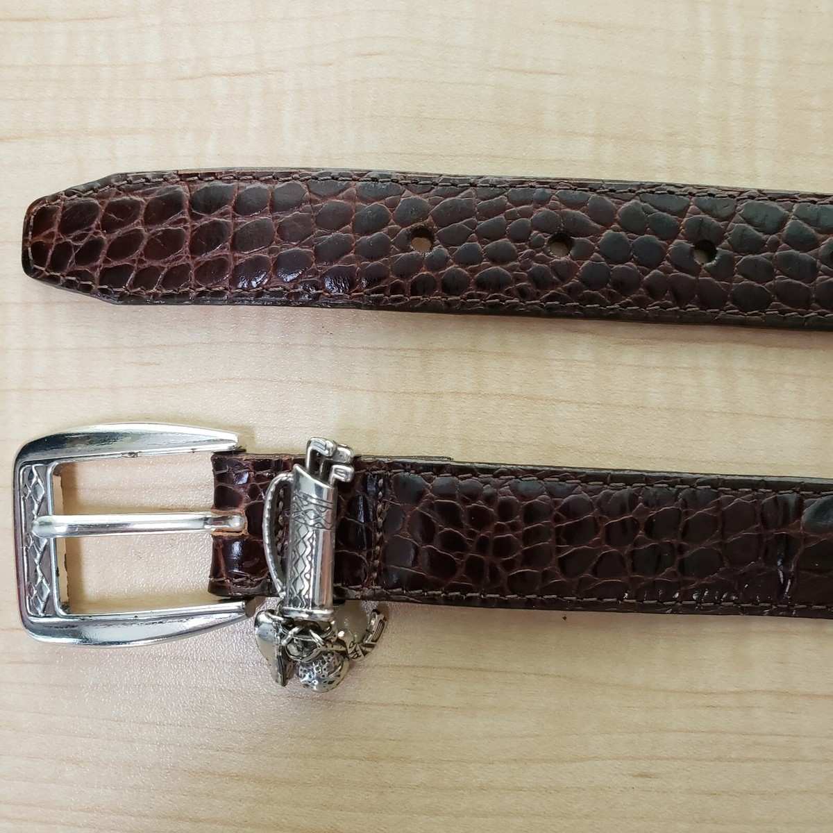Brighton Belt Golf Charms 34 Large Brown Embossed Leather  display picture 1