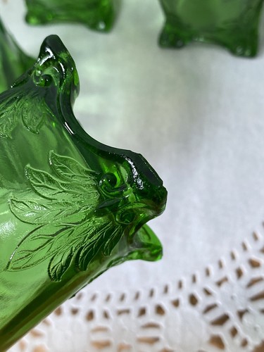 Antique Jefferson Glass Pitcher & Tumblers Swag with Brackets Green Opalescent - Picture 8 of 9