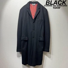 Black Comme des Garcons BLACK Checked Chesterfield Coat Wool