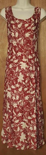 Vintage Madison Hill Size 1X Maxi - Beige & Red Floral Belted Long Dress USA ❤️