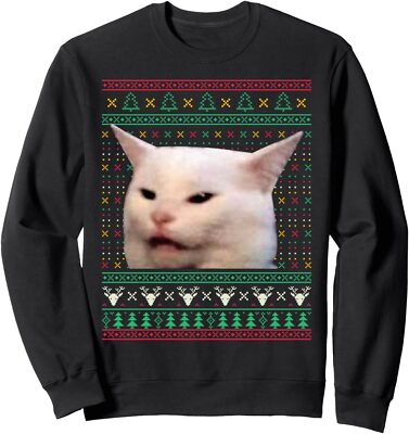 Woman Yelling at a Cat Ugly X-mas Sweaters Funny Meme Dress Sweatshirt