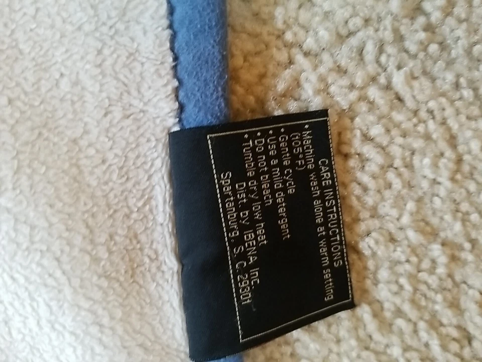 Ibena Blanket Throw BLUE -CREAM YELLOW PLAID STRIPES 53” x 71” EXCELLENT COND - Image 4 of 4