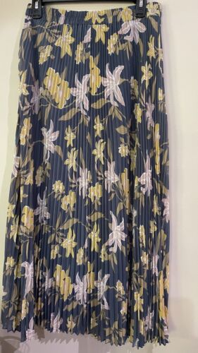 Loft Outlet Womens Floral Pleated Midi Skirt Size 