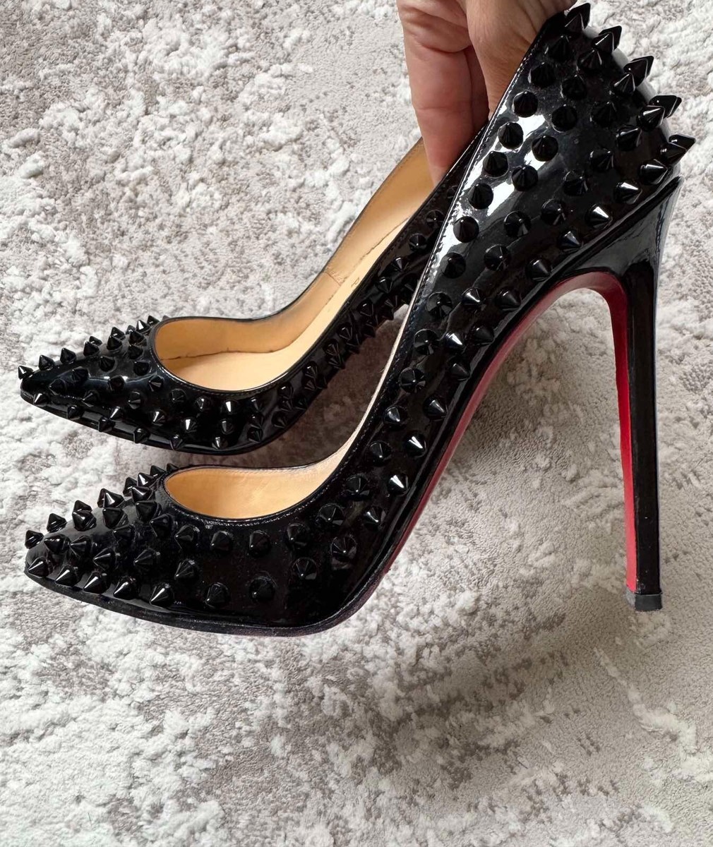 Louboutin ルブタン ヒール 37 Black Spikes 232 Christian Louboutin black pigalle spikes patent leather