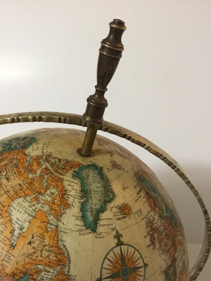 World Globe 1947 Class Series Replogle 9 pulgadas cobre y hierro fundido raro antiguo ☼ Foto 4 de 4