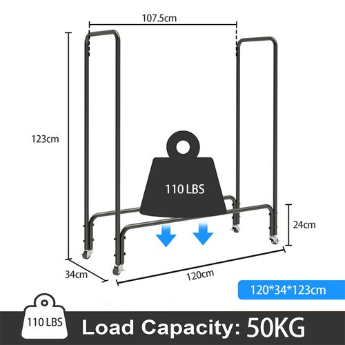 6/8ft Large Metal Firewood Storage Rack Logs Holder Fire Log Wood Store Outdoor - Picture 17 of 23