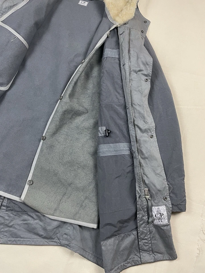 AW2006 C.P. Company Nylon Parka Shearling Hood Cargo Jacket Wool Vintage - Imagen 4 de 4
