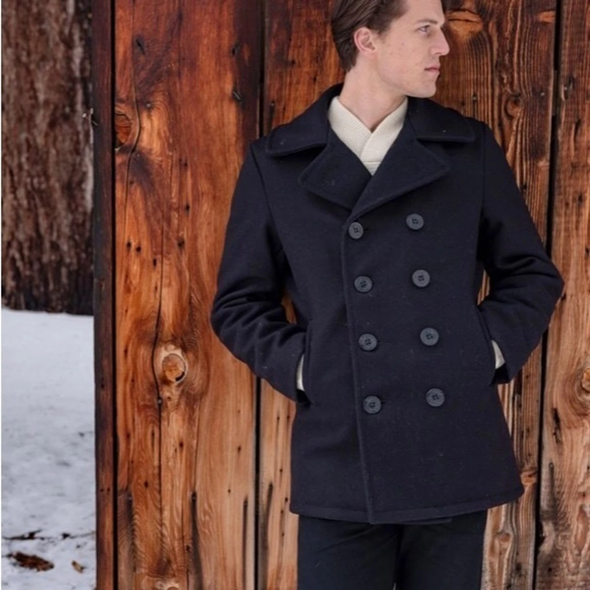 Pea Coat Black Wool Authentic US Military Navy Issue Double Breasted 38L  Long | eBay