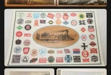 4 Vintage Currier and Ives American TRAINS & RAILROADS Reversible Placemats Set