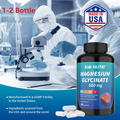 BIO NUTRI Magnesium Glycinate Supplement | 500mg 240 Pills Non-GMO & Gluten Free