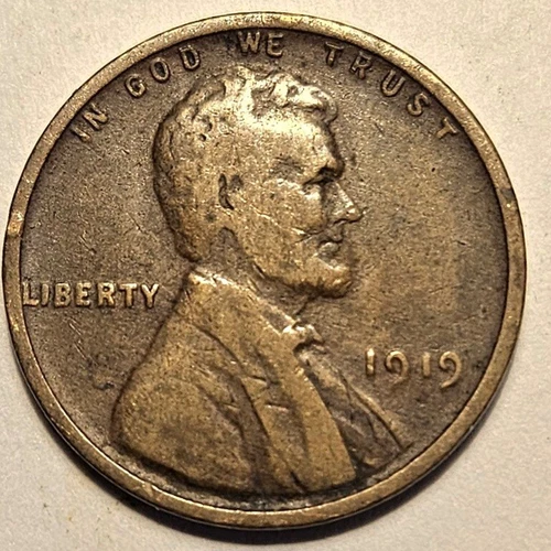 USA VINTAGE 1919-P Lincoln Wheat Cent, KM# 132, Good Cond, FAST-FREE SHIPPING