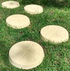 6 x Buff Round Concrete Garden Stepping Stones 23cm / 9Inch | Shamrock