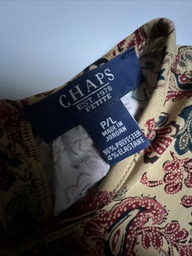 Chaps Tank Blouse Womens PL Tan Paisley Sleeveless Career - Picture 9 of 14