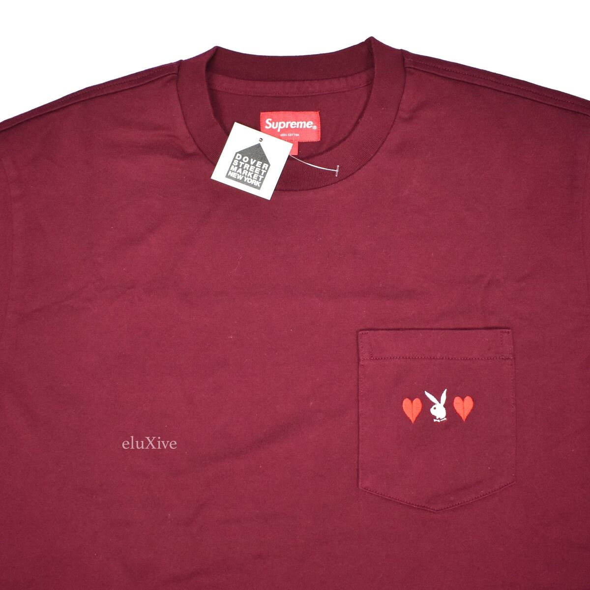 NWT Supreme Playboy Men's Burgundy Red Bunny Logo Pocket T NWT Supreme Playboy Men's Burgundy Red Bunny Logo Pocket T